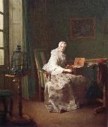 Jean Baptiste Simeon Chardin Lady with a bird-organ china oil painting reproduction